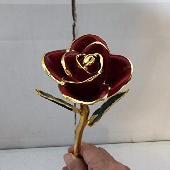 24K Gold Plated Timeless Handcrafted Forever Red Rose - Picture 9 of 11